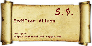 Sréter Vilmos névjegykártya